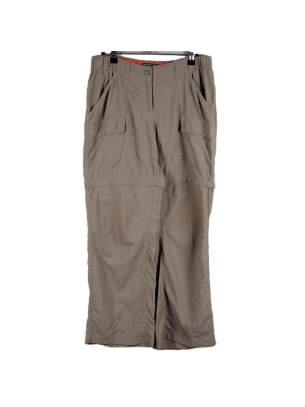 L.L. Bean Khaki Nylon Mid Rise Zip Away Short Pant Combo Straight Leg Cargo Pant